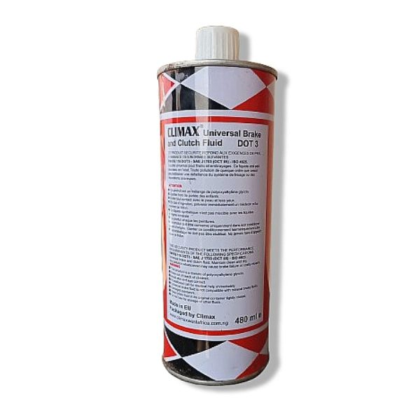 Climax Universal Brake and Clutch Fluid: DOT 3 480ml Back